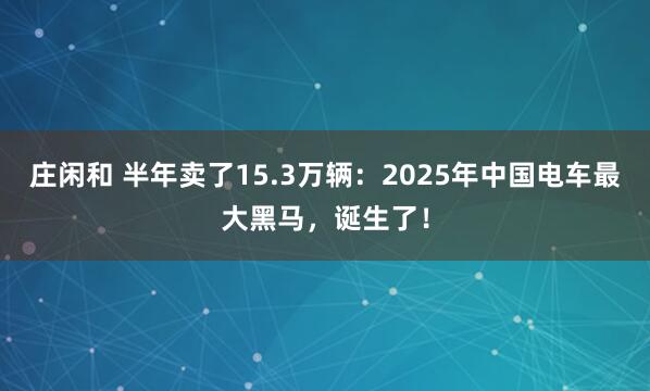 庄闲和 半年卖了15.3万辆：2025年中国电车最大黑马，诞生了！