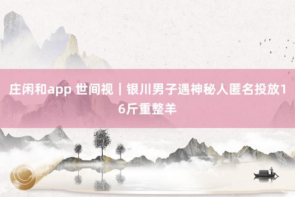 庄闲和app 世间视｜银川男子遇神秘人匿名投放16斤重整羊