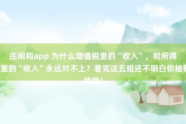 庄闲和app 为什么增值税里的“收入”,和所得税里的“收入”永远对不上?看完这五组还不明白你抽我!