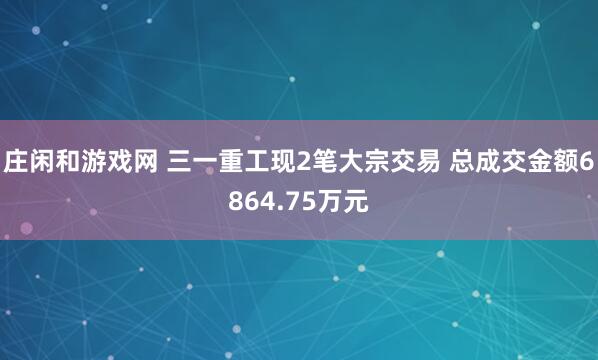 庄闲和游戏网 三一重工现2笔大宗交易 总成交金额6864.75万元