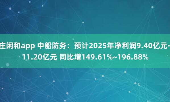 庄闲和app 中船防务：预计2025年净利润9.40亿元~11.20亿元 同比增149.61%~196.88%