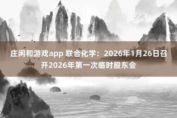 庄闲和游戏app 联合化学：2026年1月26日召开2026年第一次临时股东会