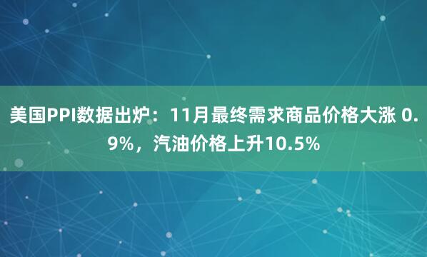 美国PPI数据出炉：11月最终需求商品价格大涨 0.9%，汽油价格上升10.5%