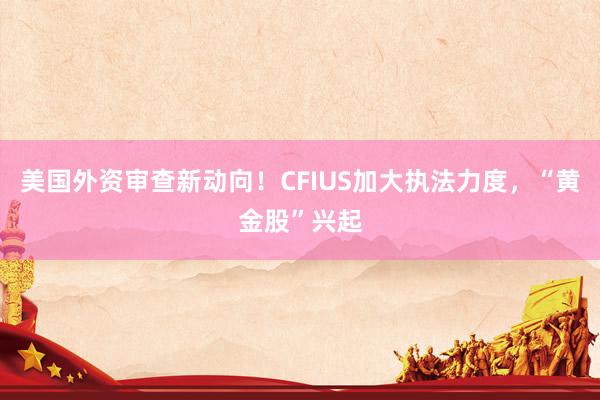 美国外资审查新动向！CFIUS加大执法力度，“黄金股”兴起