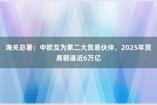 海关总署：中欧互为第二大贸易伙伴，2025年贸易额逼近6万亿