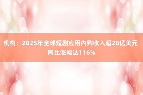 机构：2025年全球短剧应用内购收入超28亿美元 同比涨幅达116%