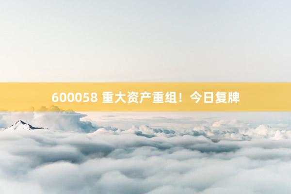 600058 重大资产重组！今日复牌