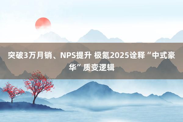 突破3万月销、NPS提升 极氪2025诠释“中式豪华”质变逻辑