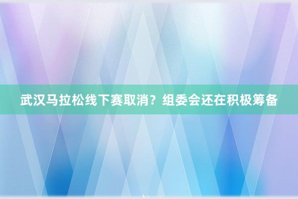 武汉马拉松线下赛取消？组委会还在积极筹备