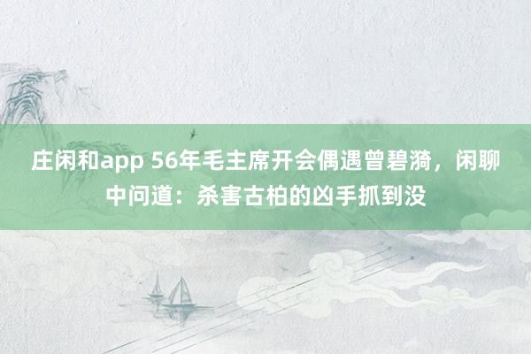 庄闲和app 56年毛主席开会偶遇曾碧漪，闲聊中问道：杀害古柏的凶手抓到没
