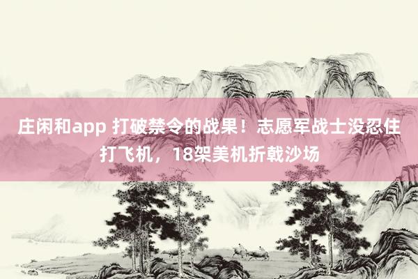 庄闲和app 打破禁令的战果！志愿军战士没忍住打飞机，18架美机折戟沙场