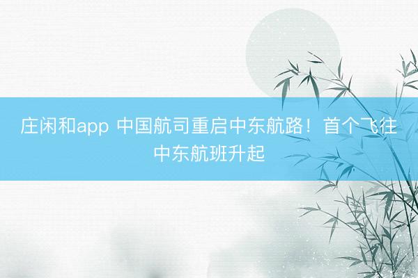 庄闲和app 中国航司重启中东航路！首个飞往中东航班升起